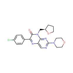 O=c1c(-c2ccc(Cl)cc2)nc2cnc(N3CCOCC3)nc2n1C[C@H]1CCCO1 ZINC000004239002