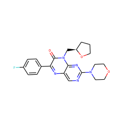 O=c1c(-c2ccc(F)cc2)nc2cnc(N3CCOCC3)nc2n1C[C@H]1CCCO1 ZINC000004238207