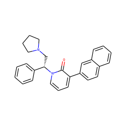 O=c1c(-c2ccc3ccccc3c2)cccn1[C@@H](CN1CCCC1)c1ccccc1 ZINC000013436703
