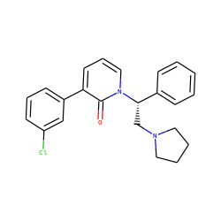 O=c1c(-c2cccc(Cl)c2)cccn1[C@@H](CN1CCCC1)c1ccccc1 ZINC000013436636