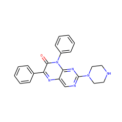 O=c1c(-c2ccccc2)nc2cnc(N3CCNCC3)nc2n1-c1ccccc1 ZINC000004238718