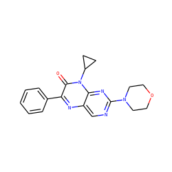 O=c1c(-c2ccccc2)nc2cnc(N3CCOCC3)nc2n1C1CC1 ZINC000004238873