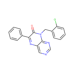 O=c1c(-c2ccccc2)nc2cncnc2n1Cc1ccccc1Cl ZINC000004238514