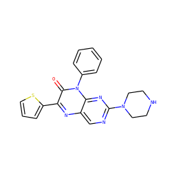 O=c1c(-c2cccs2)nc2cnc(N3CCNCC3)nc2n1-c1ccccc1 ZINC000004238418