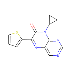 O=c1c(-c2cccs2)nc2cncnc2n1C1CC1 ZINC000004238464
