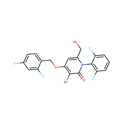 O=c1c(Br)c(OCc2ccc(F)cc2F)cc(CO)n1-c1c(F)cccc1F ZINC000072171954