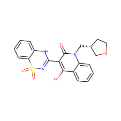 O=c1c(C2=NS(=O)(=O)c3ccccc3N2)c(O)c2ccccc2n1C[C@@H]1CCOC1 ZINC000101077584