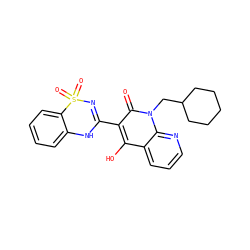 O=c1c(C2=NS(=O)(=O)c3ccccc3N2)c(O)c2cccnc2n1CC1CCCCC1 ZINC000101033576