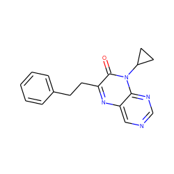 O=c1c(CCc2ccccc2)nc2cncnc2n1C1CC1 ZINC000004238458