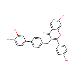 O=c1c(Cc2ccc(-c3ccc(O)c(O)c3)cc2)c(-c2ccc(O)cc2)oc2cc(O)ccc12 ZINC000040956861