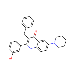 O=c1c(Cc2ccccc2)c(-c2cccc(O)c2)[nH]c2ccc(N3CCCCC3)cc12 ZINC000072113123