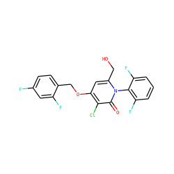 O=c1c(Cl)c(OCc2ccc(F)cc2F)cc(CO)n1-c1c(F)cccc1F ZINC000072171955