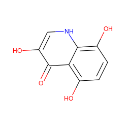 O=c1c(O)c[nH]c2c(O)ccc(O)c12 ZINC000014684905
