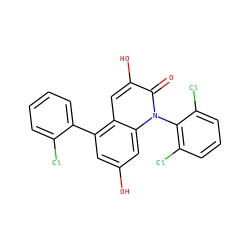 O=c1c(O)cc2c(-c3ccccc3Cl)cc(O)cc2n1-c1c(Cl)cccc1Cl ZINC000029125620