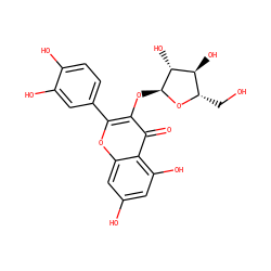 O=c1c(O[C@@H]2O[C@@H](CO)[C@H](O)[C@H]2O)c(-c2ccc(O)c(O)c2)oc2cc(O)cc(O)c12 ZINC000028540146