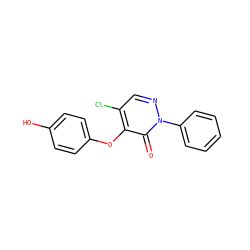 O=c1c(Oc2ccc(O)cc2)c(Cl)cnn1-c1ccccc1 ZINC000066167215