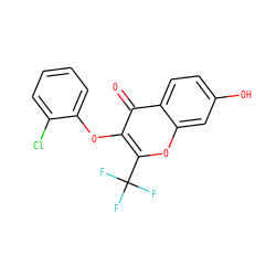 O=c1c(Oc2ccccc2Cl)c(C(F)(F)F)oc2cc(O)ccc12 ZINC000005636943