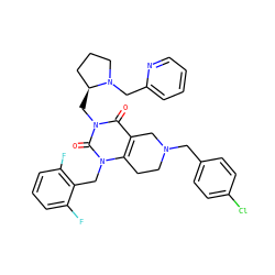 O=c1c2c(n(Cc3c(F)cccc3F)c(=O)n1C[C@H]1CCCN1Cc1ccccn1)CCN(Cc1ccc(Cl)cc1)C2 ZINC000028864264