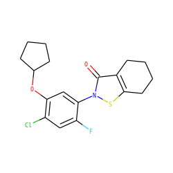 O=c1c2c(sn1-c1cc(OC3CCCC3)c(Cl)cc1F)CCCC2 ZINC000103180683