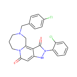 O=c1c2c3n(c(=O)cc2[nH]n1-c1ccccc1Cl)CCCN(Cc1ccc(Cl)cc1)C3 ZINC000073276548