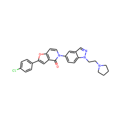 O=c1c2cc(-c3ccc(Cl)cc3)oc2ccn1-c1ccc2c(cnn2CCN2CCCC2)c1 ZINC000043206836