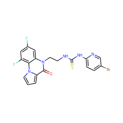 O=c1c2cccn2c2c(F)cc(F)cc2n1CCNC(=S)Nc1ccc(Br)cn1 ZINC000013861547