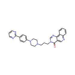 O=c1c2cnc3ccccc3c2ncn1CCCN1CCN(c2ccc(-c3ncccn3)cc2)CC1 ZINC000072106733