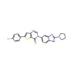 O=c1c2sc(-c3ccc(Cl)cc3)cc2ncn1-c1ccc2[nH]c(N3CCCC3)nc2c1 ZINC000040575423