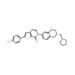 O=c1c2sc(-c3ccc(Cl)cc3)cc2ncn1-c1ccc2c(c1)CC[C@H](CN1CCCC1)C2 ZINC000038149693