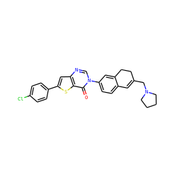 O=c1c2sc(-c3ccc(Cl)cc3)cc2ncn1-c1ccc2c(c1)CCC(CN1CCCC1)=C2 ZINC000038149698