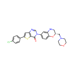 O=c1c2sc(-c3ccc(Cl)cc3)cc2ncn1-c1ccc2c(c1)NC[C@H](CN1CCOCC1)O2 ZINC000038149710