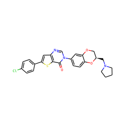 O=c1c2sc(-c3ccc(Cl)cc3)cc2ncn1-c1ccc2c(c1)OC[C@@H](CN1CCCC1)O2 ZINC000038149704