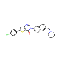 O=c1c2sc(-c3ccc(Cl)cc3)cc2ncn1-c1ccc2cc(CN3CCCCC3)ccc2c1 ZINC000038149700