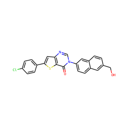 O=c1c2sc(-c3ccc(Cl)cc3)cc2ncn1-c1ccc2cc(CO)ccc2c1 ZINC000038149679