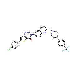 O=c1c2sc(-c3ccc(Cl)cc3)cc2ncn1-c1ccc2nc(CN3CCC(c4ccc(C(F)(F)F)cc4)CC3)ccc2c1 ZINC000049942274