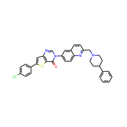 O=c1c2sc(-c3ccc(Cl)cc3)cc2ncn1-c1ccc2nc(CN3CCC(c4ccccc4)CC3)ccc2c1 ZINC000038149731