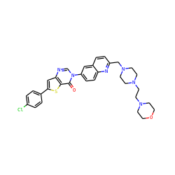 O=c1c2sc(-c3ccc(Cl)cc3)cc2ncn1-c1ccc2nc(CN3CCN(CCN4CCOCC4)CC3)ccc2c1 ZINC000038149727