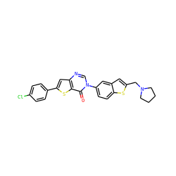 O=c1c2sc(-c3ccc(Cl)cc3)cc2ncn1-c1ccc2sc(CN3CCCC3)cc2c1 ZINC000038149689