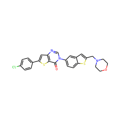 O=c1c2sc(-c3ccc(Cl)cc3)cc2ncn1-c1ccc2sc(CN3CCOCC3)cc2c1 ZINC000038149684