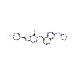 O=c1c2sc(-c3ccc(Cl)cc3)cc2ncn1Cc1cccc2cc(CN3CCCC3)cnc12 ZINC000036351784