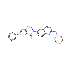 O=c1c2sc(-c3cccc(Cl)c3)cc2ncn1-c1ccc2nc(CN3CCOCC3)ccc2c1 ZINC000038149749