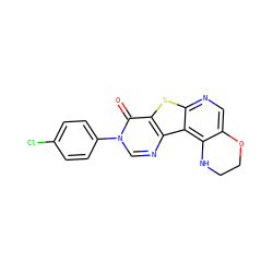O=c1c2sc3ncc4c(c3c2ncn1-c1ccc(Cl)cc1)NCCO4 ZINC000028827160