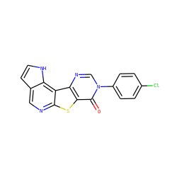 O=c1c2sc3ncc4cc[nH]c4c3c2ncn1-c1ccc(Cl)cc1 ZINC000028827138