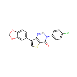 O=c1c2scc(-c3ccc4c(c3)OCO4)c2ncn1-c1ccc(Cl)cc1 ZINC000221174752