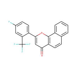 O=c1cc(-c2ccc(F)cc2C(F)(F)F)oc2c1ccc1ccccc12 ZINC001772573806