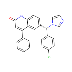 O=c1cc(-c2ccccc2)c2cc([C@@H](c3ccc(Cl)cc3)n3ccnc3)ccc2[nH]1 ZINC000029549621