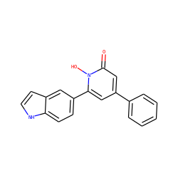 O=c1cc(-c2ccccc2)cc(-c2ccc3[nH]ccc3c2)n1O ZINC000095563838
