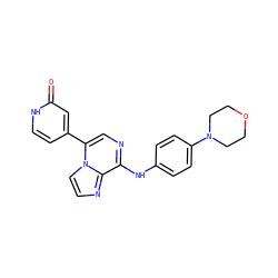 O=c1cc(-c2cnc(Nc3ccc(N4CCOCC4)cc3)c3nccn23)cc[nH]1 ZINC000073331044