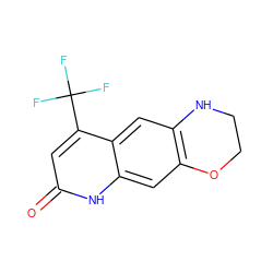 O=c1cc(C(F)(F)F)c2cc3c(cc2[nH]1)OCCN3 ZINC000014967258