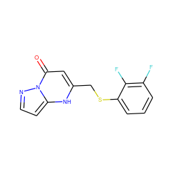 O=c1cc(CSc2cccc(F)c2F)[nH]c2ccnn12 ZINC000103224619